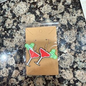 Red Maragarita Earrings with Mickey Limes NWT
